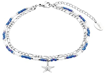 s.Oliver Fußkette 925 Sterling Silber Damen Sommerschmuck, 22+5 cm, Silber, Münze, Kommt in Schmuck Geschenk Box