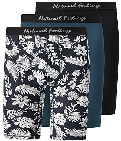 Natural Feelings Mens Underwear Modal Boxer Briefs 9 Inch Long Leg Boxer Briefs for Men Pack Medium