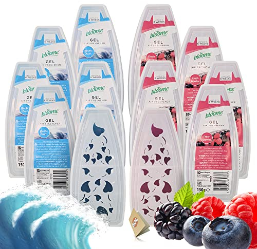 SOL 12pk Gel Air Fresheners - Pacific Surf & Fresh Berries Scents, Odour Eliminator Room Fresheners, Bathroom Air Fresheners, Toilet Deodorisers, Long-Lasting Room Fragrance for Home & Office