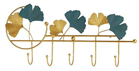 Gancio moderno a forma di ventaglio a forma di foglia, gancio portachiavi da parete, resistente all'usura, a forma di foglia, gancio antiruggine per porta (verde scuro)