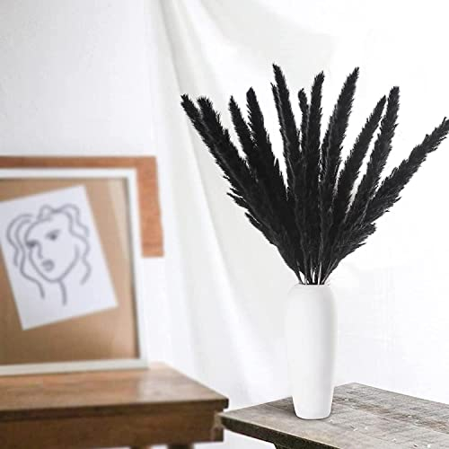 GEFIRE 30 Stück 44cm Trockenblumen, Pampasgras Getrocknet, Trockenpflanzen, Schilfgras, Stäbchen für Florale Wohnkultur, Boho Deko (Schwarz)
