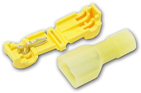 world-trading-net - 20 pezzi Connettore derivazione a T con capocorda a innesto, colore giallo, dimensioni da 2,5 a 4,0 mm², resistente a temperature fino a 105°C, fino a 300V