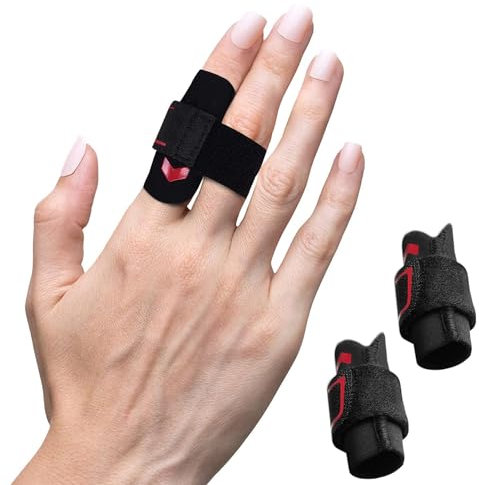 VerteLife Finger Splint Adjustable Finger Sleeve Support Protector Finger Brace Relieve Joint Pain Finger Guards Sport Cushion Bandage for Basketball Volleyball - Red,2pcs