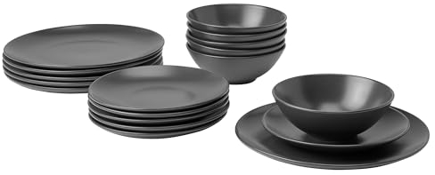 FÄRGKLAR - Servicio de 18 piezas, gris oscuro mate