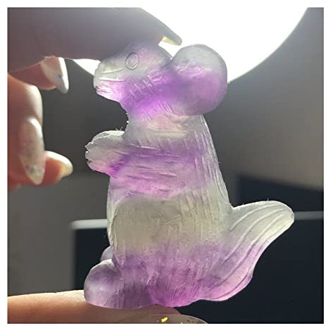 QMIQXIWS Scultura in Cristallo di Fluorite Naturale Simpatico Scoiattolo in Piedi Decorazioni for la casa s ZUZAOJUYIN