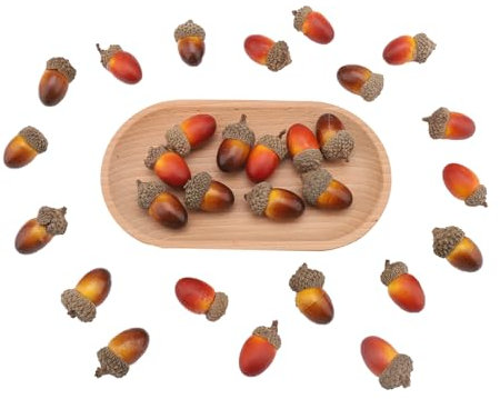 ParPix 30 Stück Künstliche Eicheln Herbstdeko, Künstliche Eicheln mit Natürlichen Eichel Kappe Autumn Decor, Herbstdeko Innen, Groß Eichel Herbst Deko, für Herbst Dekoration Thanksgiving Streudeko