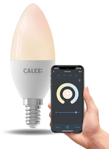 CALEX Lampe LED Intelligente - Lot de 5 - E14 - Ampoule LED WiFi en forme de bougie - Lumière blanc chaud - Fonctionne avec l'application, Amazon Alexa et Google Home - 5W