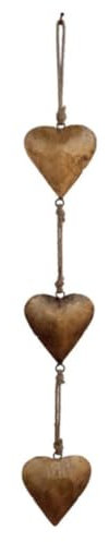 LIUZHIPENG Vintage Metal Heart Wall Hanging Art, Rustic Gold Accent Hearts Shaped Wall Decor for Bedroom Living Room, Heart Shaped Ornament