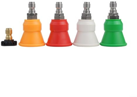 Lot de 5 embouts de buse de nettoyeur haute pression avec couvercles de protection en caoutchouc pour un nettoyage fiable