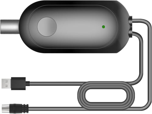 TV Antenna Amplifier Indoor/Outdoor, High Gain TV Antennas Amplifier, Indoor/Outdoor Signal Booster for Digital, Low Noise & Pixel-Free Clarity, Adjustable Gain & Timer, USB-Powered