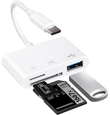 USB C SD Card Reader 3in1, Micro SD to Type C Adapter for iPhone 16/Mac/Laptop, Type C OTG Adapter USB C to Micro SD TF Memory Card Reader, Camera Memory Card Adapter for iPhone 15/16/MacBook/S23/S25