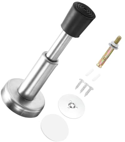 DIYEAH Tope De Puerta De Montaje Pared Ajustable Acero Inoxidable Punta De Goma Protección Antichoque para Oficinas y Hogar