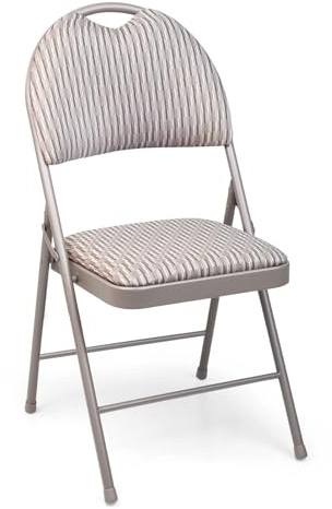 Crystals Metal Folding Chair – Premium Quality High Back Chairs with Padded Fabric or PVC Seat, Strong Steel Frame, Comfortable Foldable for Home, Office, Dining, Multi-Purpose Use (1 x Folding Chair)