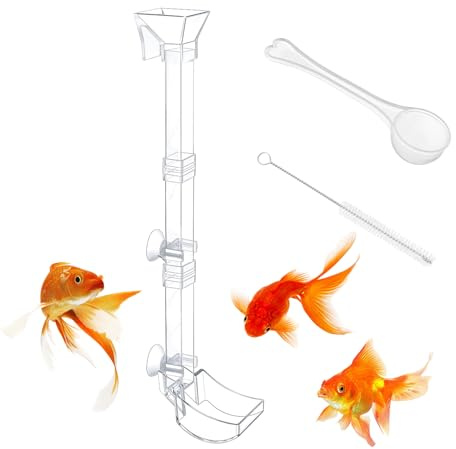 Tubo Alimentazione Gamberetti - PC Trasparente Acquario Set Piattino Nutrizione, Dosatore Preciso Cibo Pesci | Previene Inquinamento Acqua | Include Scovolino Pulizia E Misurino Per Lumache E Crostace
