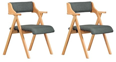 SoBuy Sillas Plegables de Madera, Set de 2, Acolchadas, 61,5×56×77,6 cm