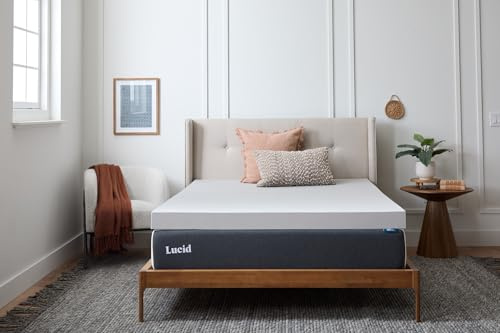 LUCID 4 pouces Surmatelas en mousse viscoélastique charbon de bambou - Queen