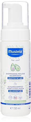 Mustela Shampoo Mousse für Milchkruste, Haare, Babys, Kinder, die ganze Familie - Hilft bei der Beseitigung von Milchkruste, sanfte Reinigung, nicht brennend (150ml)