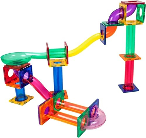 PicassoTiles Murmelbahn 50-teilige Magnetfliesen-Rennbahn Spielzeug-Set, Bauen & Lernen, pädagogische Magnetkonstruktion, Kinder-Gehirn-Entwicklungs-Kit | Jungen Mädchen Alter 3 4 5 6 7 8+ Jahre alt