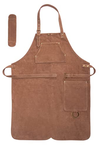 Angus Stoke Premium Lederschürze Henry - Vollleder Grillschürze - one-Cut Vintage Leder Schürze - BBQ & Küche - Henry (OneSize, Braun)