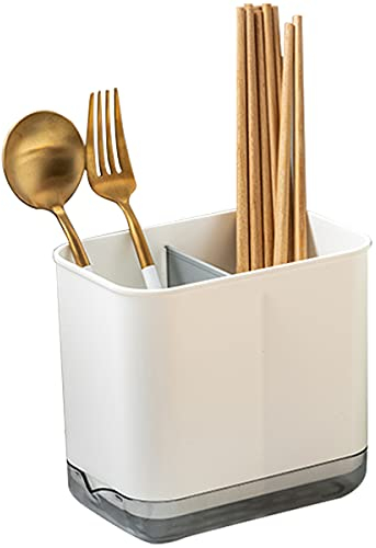 YINENGD Besteckständer für Messer Gabel Löffel, Abflusshalter, Kunststoff PP Geschirr Aufbewahrung Abflussbox Spüle Reinigung, Weiß, 15 x 10.2 x 14 cm, Küche und Bad Aufbewahrung
