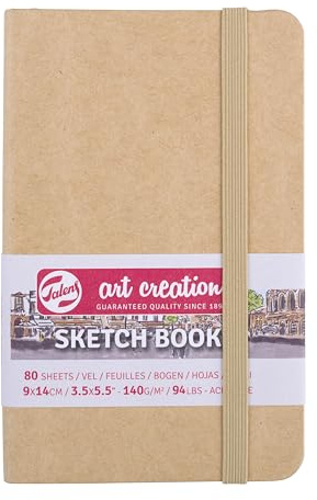 Talens Art Creation Sketchbook - Kraft Paper Cover - 9x14cm - 140g - 80 Sheets - Acid-Free Drawing Paper for Sketching & Journaling