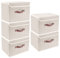 TYEERS Collapsible Storage Box with Lid, Fabric Storage Box for Clothes, Wardrobe Storage, 38x25x25 cm, Set of 5, Beige