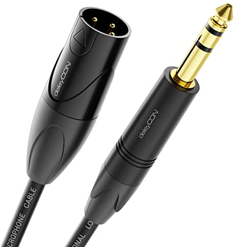 deleyCON 3,0m XLR till 6,35mm Klinka Stereo - Mikrofonkabel Audio Adapter Kabel AUX - Studio Kvalitet - av ren OFC Koppar (AWG24) XLR Kontakt till Klinka 6,35mm Kontakt - Metallspärr