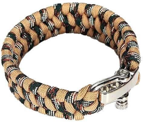 SagaSave Outdoor Paracord Survival Bracelet, Emergency Rescue Parachute Rope Bracelet with Adjustable Buckle for Travelling, Camping and Hiking (Camo)