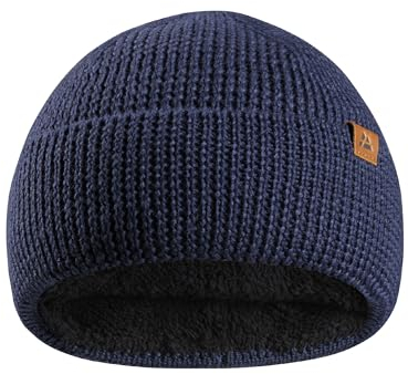 DANISH ENDURANCE Merino Kindermütze mit Fleece, Wintermütze Jungen & Mädchen, Atmungsaktive Merino Mütze, Gefütterte Beanie Mütze Kinder, Unisex, Blau, One Size