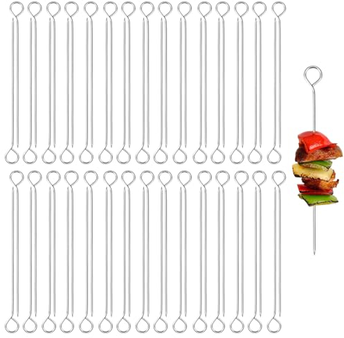 60 Stück Schaschlikspieße Edelstahl 10cm, Rouladennadeln, Metallspieße, Grillspieße, Kleine Spieße für Rouladen, Fleischspieße Wiederverwendbar für Grillen