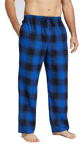 Jveyvth Mens Pajama Pants Flannel Cotton Plaid Sleep & Lounge Pants, PJ Bottoms with Pockets and Button Fly