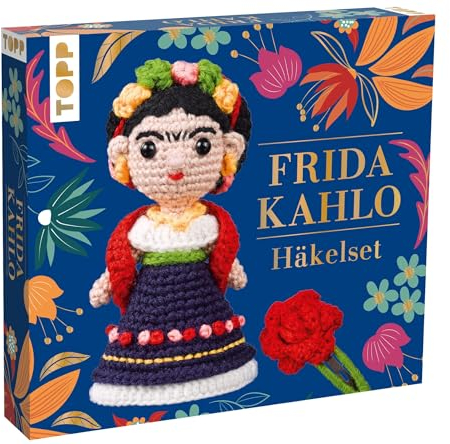 TOPP Frida Kahlo Häkelset: Häkelset mit Anleitung und Material für Frida Kahlo und Haarspange zum Selber-Häkeln. Fertiges Modell ca. 14 cm, White