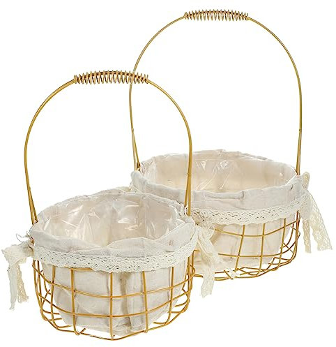 Happyyami 2pezzi Cestino Decorativo Intrecciato per Piante Contenitore per Fioriere Maneggevole Ferro per Decorazioni Casa e Giardino per Piante e Fiori Stile Rustico