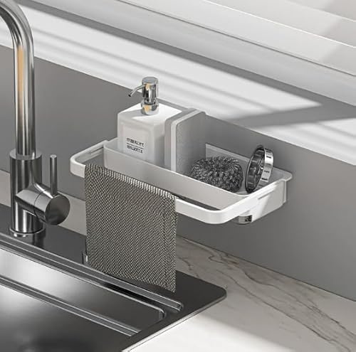 Toski Spülbecken Organizer Hängend Ohne Bohren, Schwammhalter Spülbecken, Spüle Geschirrspülhandtuchhalter, Transparent