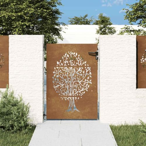Générique Portail de Jardin 85x150 cm Acier corten Conception de l'arbre,Quincaillerie,Clôtures & barrières,Portillons,Brun,14.6 KG,153211
