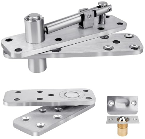 Cerniera Invisibile per Porte Legno Pesanti - Pivot Superiore e Inferiore in Acciaio Inossidabile, 360° Rotazione, Regolabile in Altezza,Argento