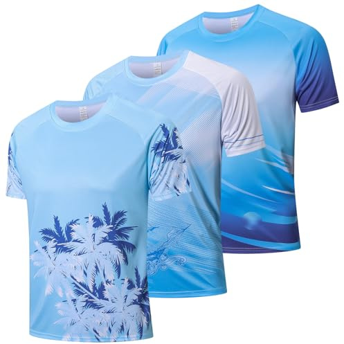 Cimic Pack de 3 T-Shirts UV Hommes Rashguard UPF 50+ Protection UV Tshirt Sport Surf Tee Sportswear Courtes Respirant Maillot Eau Running