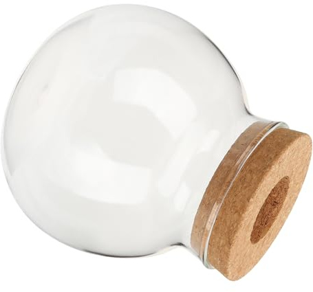 Abaodam Vase Hydroponique en Verre Rond 1 Pièce Bouchon en Liège, Jardinière Hydroponique pour Bureau et Maison, Récipient de Plantation D’Eau Transparent pour Propagation de Plantes