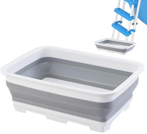 Vasca pieghevole per pediluvio, vasca per il risciacquo dei piedi della piscina, secchio per la pulizia dei piedi, bacino portatile per lavare i piedi, per spiaggia, campeggio, lago, stagno, giardino