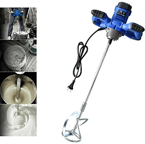 Batidora Mortero, Mezclador de Mortero, Mezclador de Taladro 2600W Batidor Pintura y Mortero, Agitador M14 Ajustable Cemento Hormigonera, Mezclador de yeso, 6 Velocidades Variables, Ø 120 x 590 mm