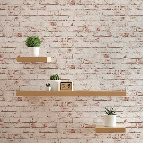 TADESSI | 3D stentapet Vicco M1-No.868 vintage industriell vit röd tegeltapet fibertapet för vardagsrum kök eller sovrum non-woven