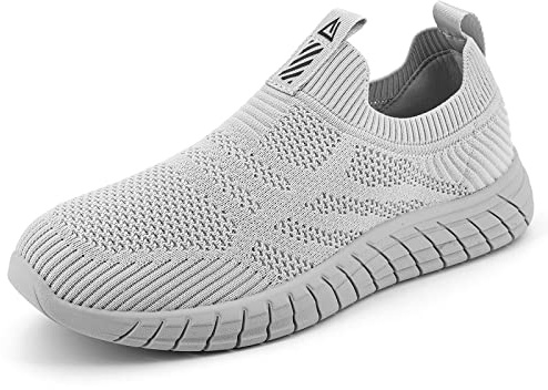 ODCKOI Slip On Sneaker män utan skosnören sneakers halkfria sportskor nät promenadskor löparskor för gator andas jogging sportskor, Ljusgrå, 40 EU