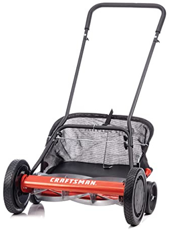 Craftsman 1816-18CR 18-Inch 5-Blade Push Reel Lawn Mower with Grass Catcher, Red