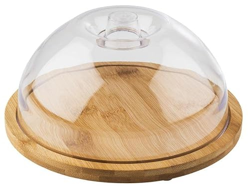 APS 822 Plateau avec capot - Plateau rond en bois en bambou avec couvercle (diamètre 20,5 cm, hauteur 10 cm) - Cloche à fromage, planche à fromage