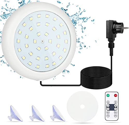 COOLWEST Luz Piscina,10W Luces Piscina con 7,0 m Cable, Blanco 12V Magnético Luces Led Piscina, 6000K IP68 Impermeable para Piscine Sobre Tierra Acero,DecoraciónAcuario,Bodas,Fiesta Jardín