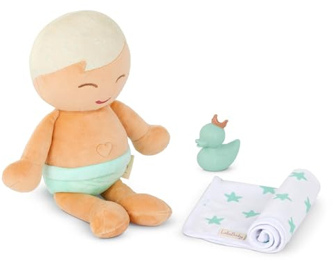 LullaBaby – 14-Inch Bath Doll – Fair Skintone & Blonde Hair Baby Boy Doll with Accessories – Soft Plush Body – Real Water Play – Tub Toy – Kids Ages 2+
