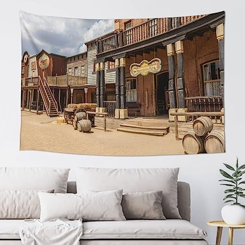 YoupO Old Wild West Cowboy Town Tapisserie, Wandbehang für Schlafzimmer, weiche, ästhetische Wandteppiche für Heimdekoration, Decke, Wandkunst, Wandteppich für Wohnzimmer, 152 x 102 cm