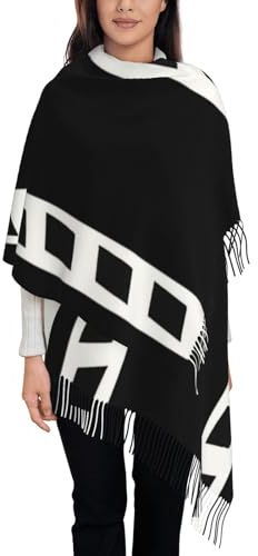 NONHAI Scarfs for Women Warm Winter Scarf Tassel Oversized Blanket Scarves Black and white spiral tunnel Wrap Shawl Scarf, Black and White Film Poster, One Size