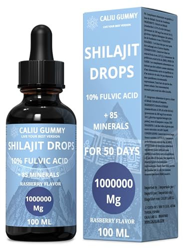 Reines Shilajit Oil | 100ml | 100000mg |+85 Mineralien | Nahrungsergänzungsmittel in Tropfenform für Männer | Mit Reiner Shilajit-Harz aus dem Himalaya | 10% Fulvinsäure | Natürlichem Himbeerextrakt