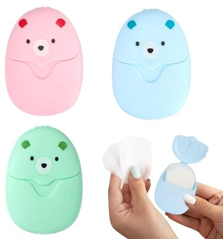 MEKEET 3 Boxes of 150PCS Portable Travel Soap Sheets Disposable Travel Essentials Soap Foaming Hand Washing Paper Soap Eco Friendly Cleaning Products for Indoor Outdoor Travel Camping Hiking